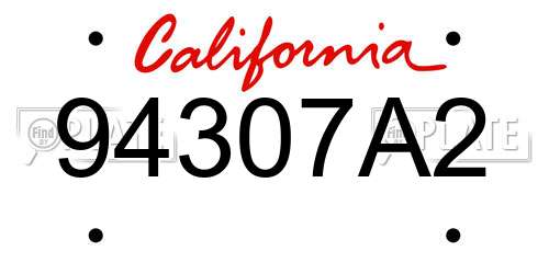 94307A2 California License Plate