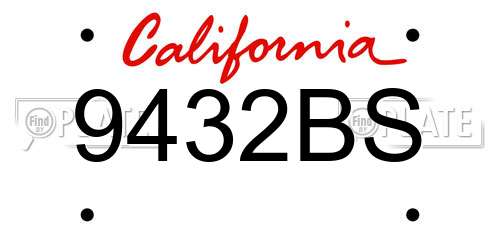 9432BS California License Plate