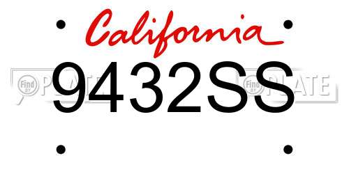 9432SS California License Plate