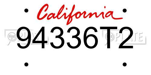 94336T2 California License Plate