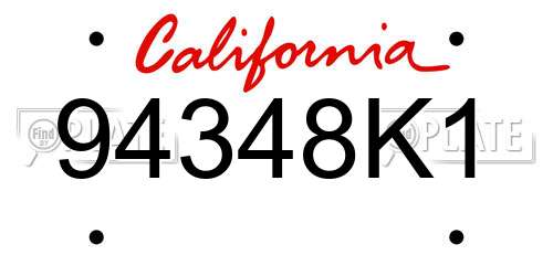 94348K1 California License Plate
