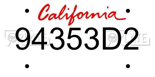 94353D2 California License Plate
