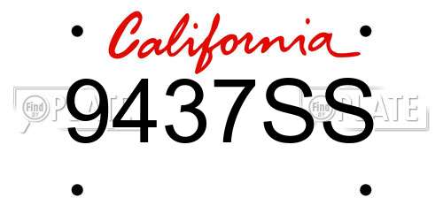 9437SS California License Plate