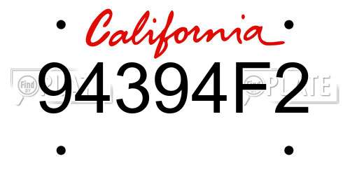 94394F2 California License Plate