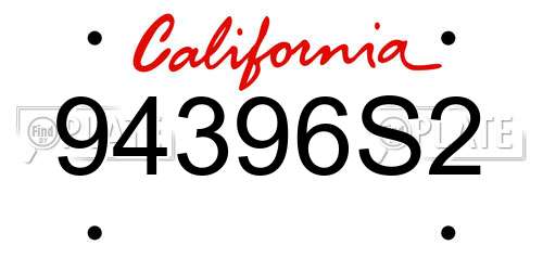 94396S2 California License Plate