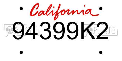 94399K2 California License Plate
