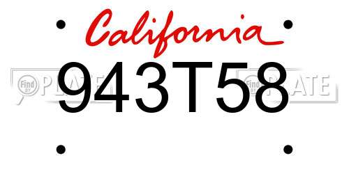 943T58 California License Plate