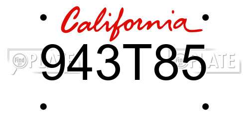 943T85 California License Plate