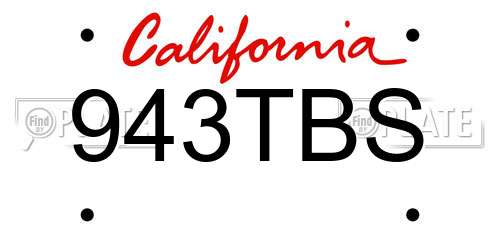 943TBS California License Plate