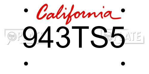 943TS5 California License Plate