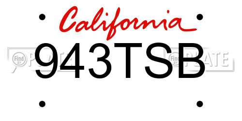 943TSB California License Plate