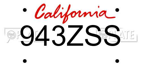 943ZSS California License Plate