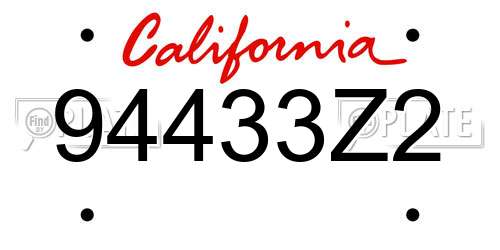 94433Z2 California License Plate