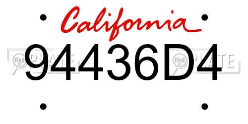 94436D4 California License Plate
