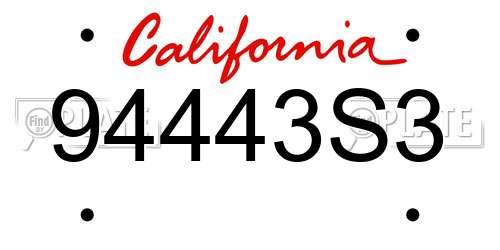 94443S3 California License Plate