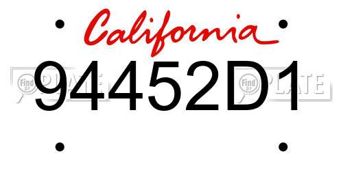 94452D1 California License Plate