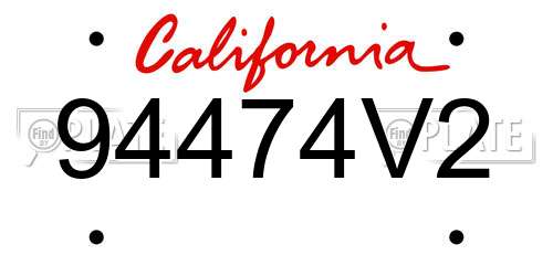 94474V2 California License Plate