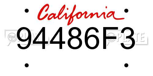 94486F3 California License Plate