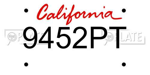 9452PT California License Plate
