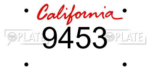 9453 California License Plate