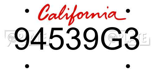 94539G3 California License Plate