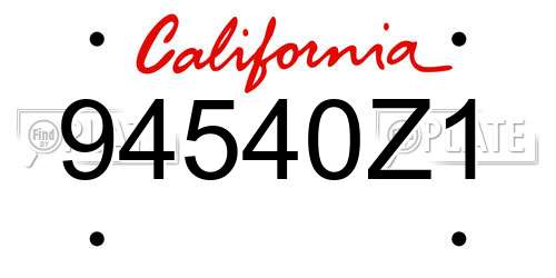 94540Z1 California License Plate