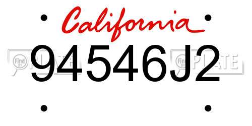 94546J2 California License Plate