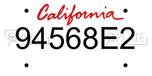 94568E2 California License Plate