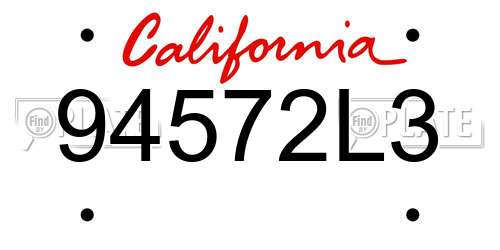 94572L3 California License Plate