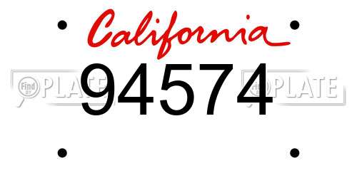 94574 California License Plate
