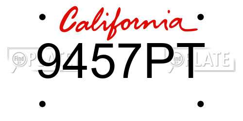 9457PT California License Plate