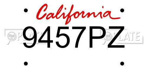 9457PZ California License Plate