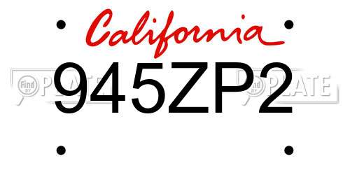 945ZP2 California License Plate