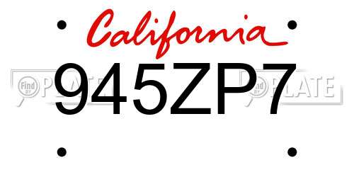 945ZP7 California License Plate