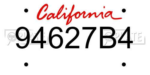 94627B4 California License Plate