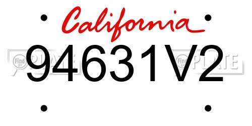 94631V2 California License Plate