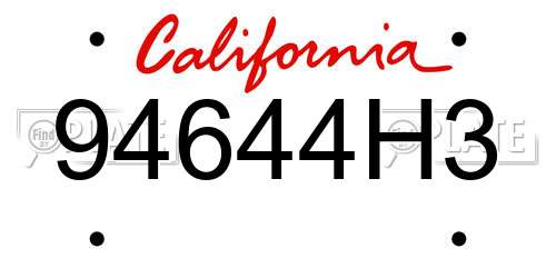 94644H3 California License Plate