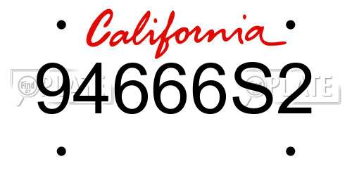 94666S2 California License Plate