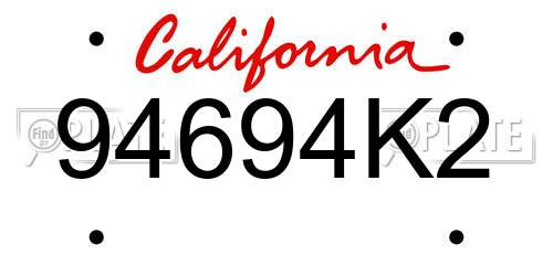 94694K2 California License Plate