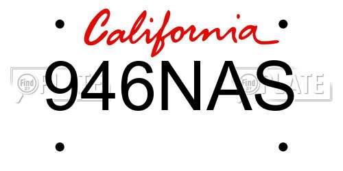 946NAS California License Plate