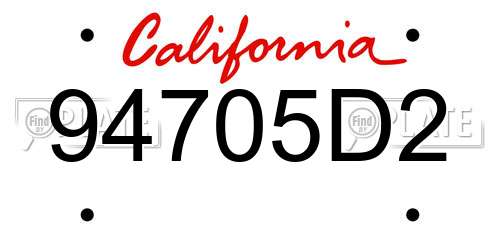 94705D2 California License Plate