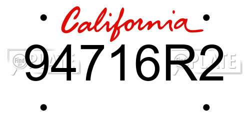 94716R2 California License Plate