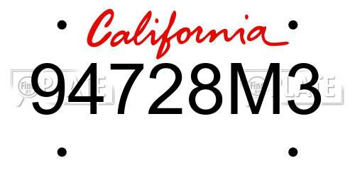 94728M3 California License Plate