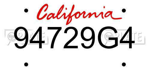 94729G4 California License Plate