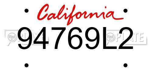 94769L2 California License Plate