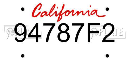 94787F2 California License Plate