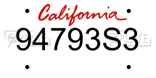 94793S3 California License Plate