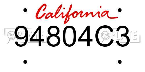 94804C3 California License Plate