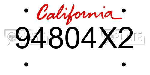 94804X2 California License Plate