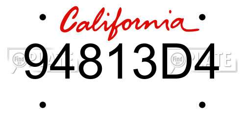 94813D4 California License Plate